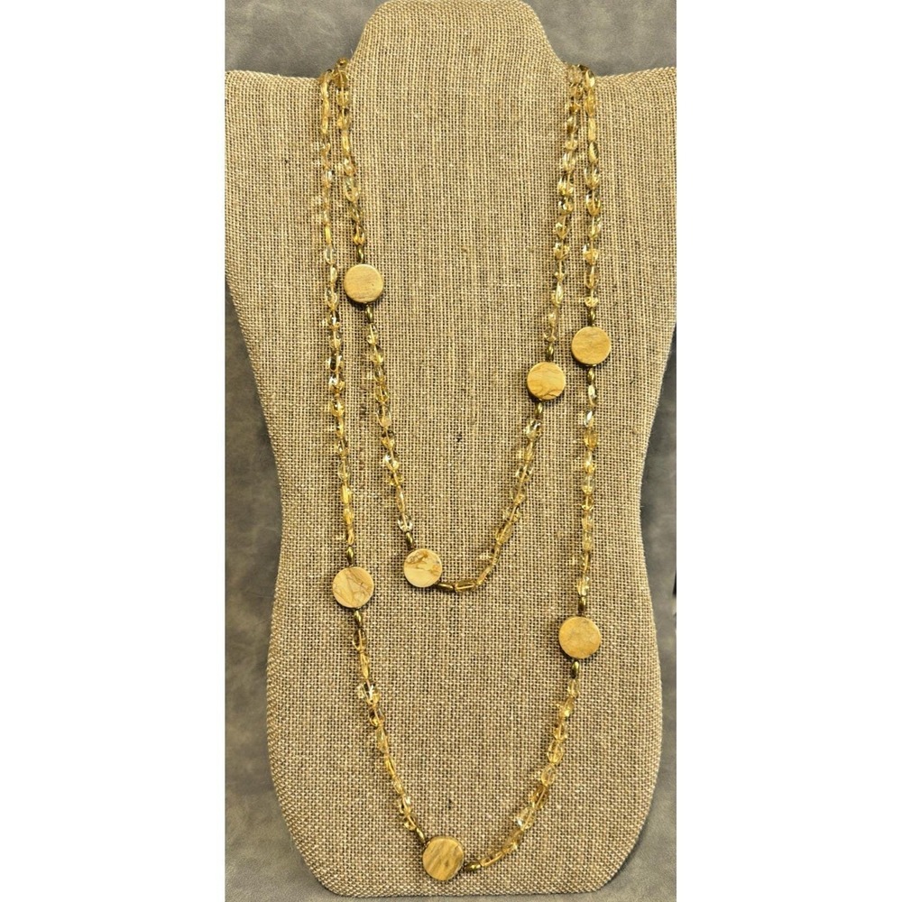 Ro Do Collection Rosemary G Long Necklace Saks 50" Citrine Yellow Jasper Vintage